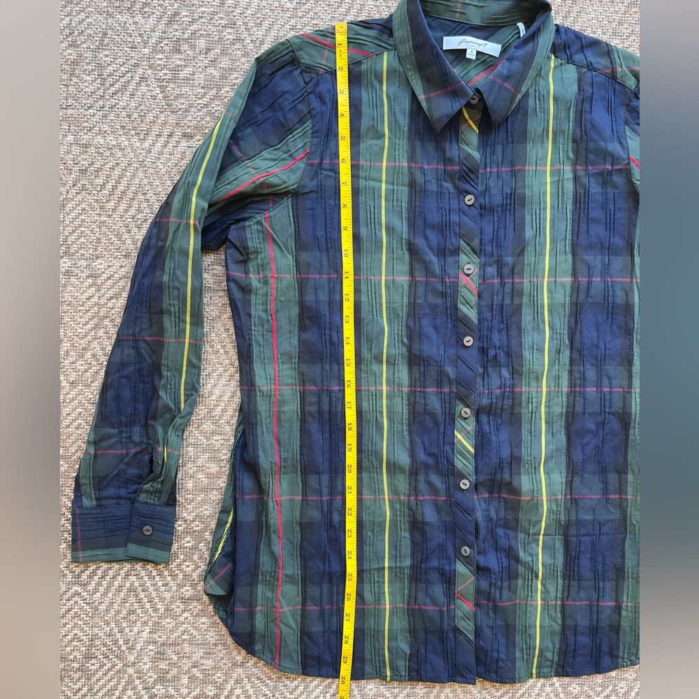 Foxcroft Germaine Plaid Crinkle Buffalo Long Sleeve Button Down Size 16 Holiday - Picture 3 of 6